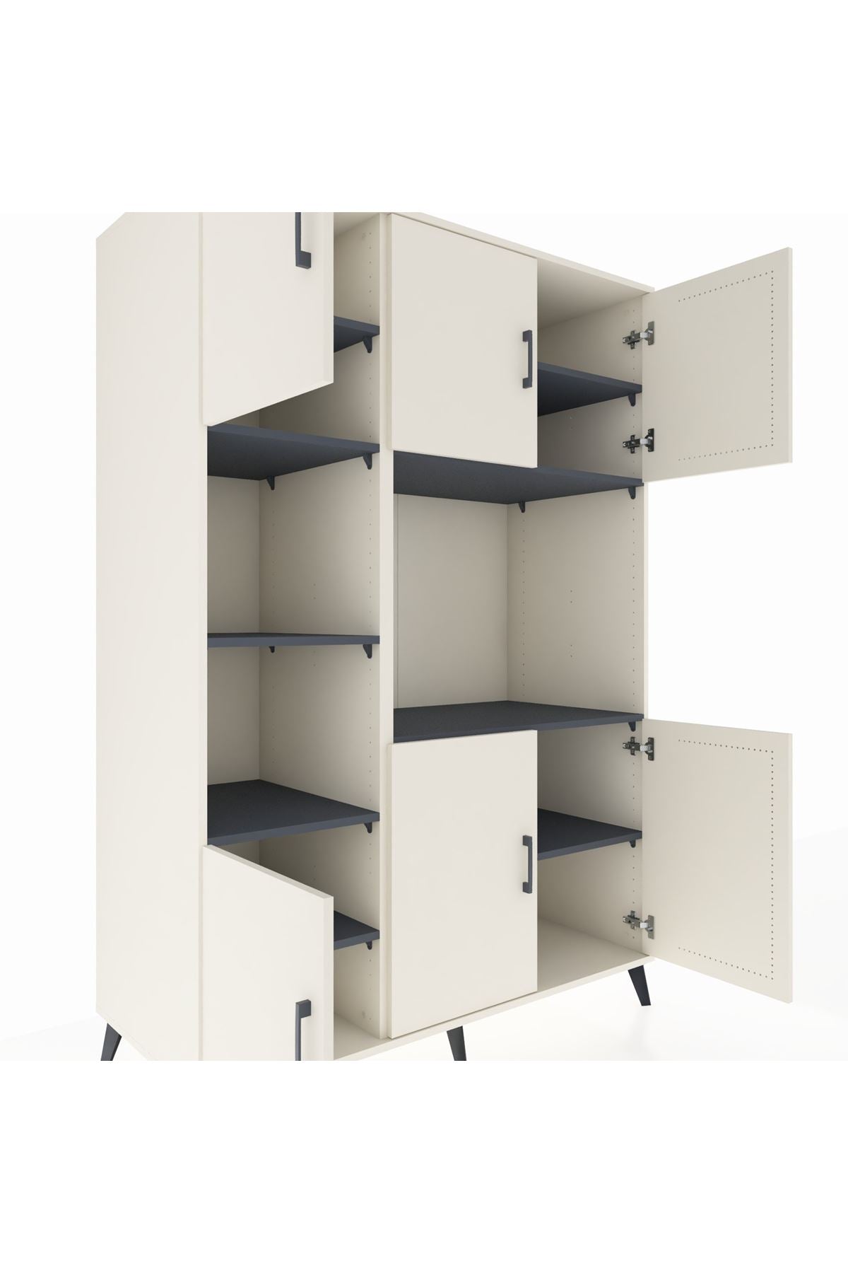 Kronos Dolap 9 Raflı 6 Kapaklı 132x59x195 Aytaşı-Aytaşı/Antrasit