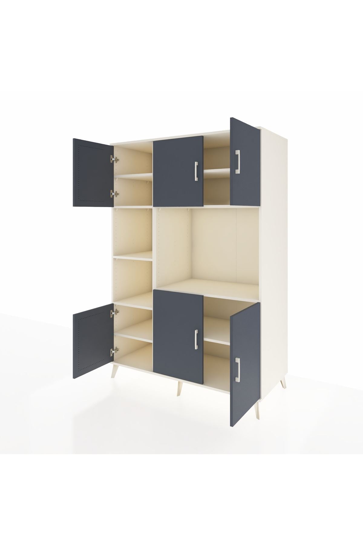 Kronos Dolap 9 Raflı 6 Kapaklı 132x59x195 Aytaşı-Antrasit/Aytaşı