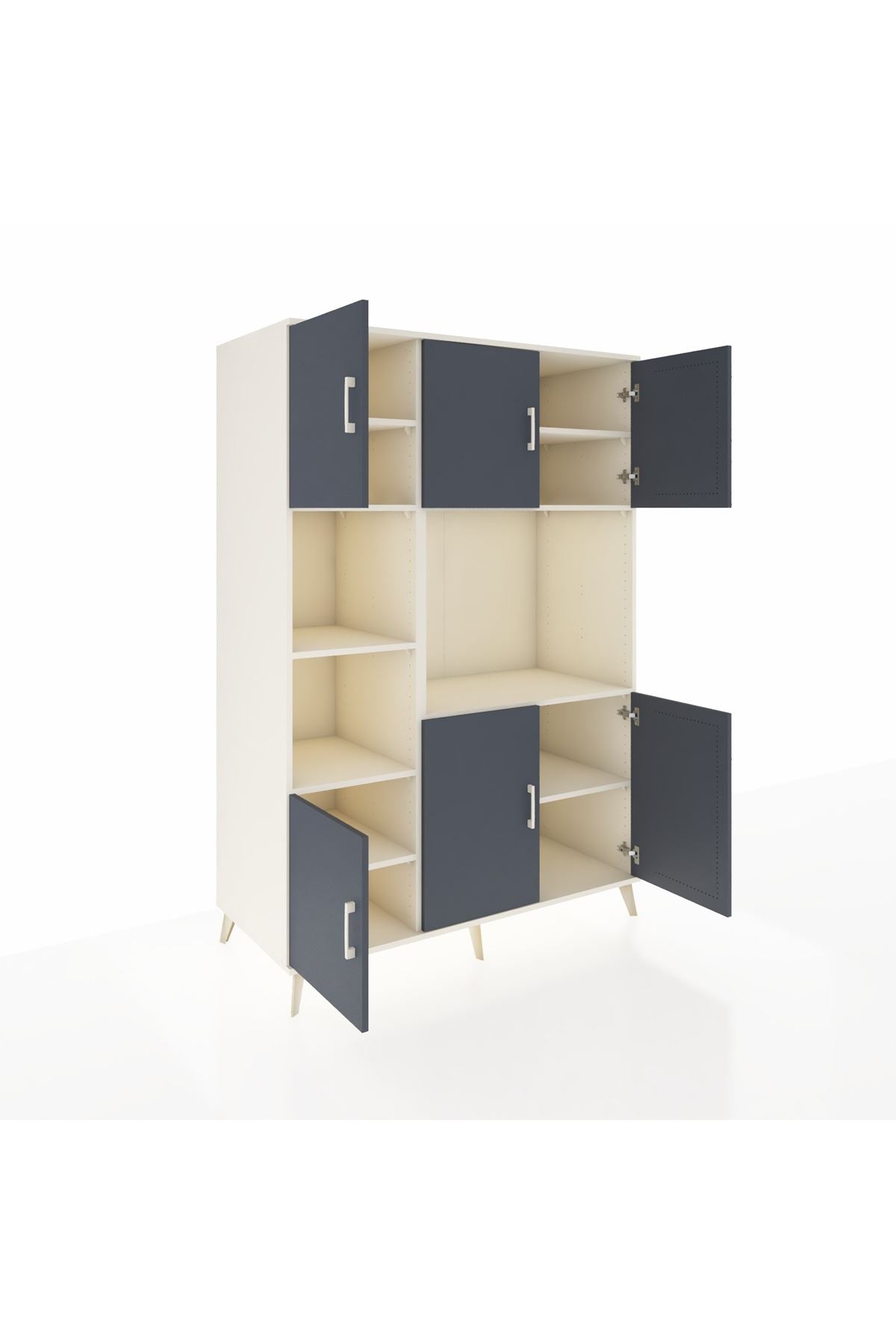 Kronos Dolap 9 Raflı 6 Kapaklı 132x59x195 Aytaşı-Antrasit/Aytaşı