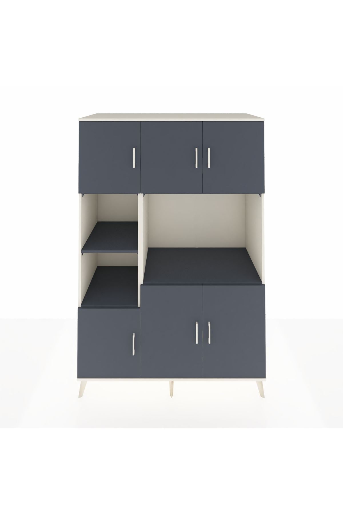 Kronos Dolap 9 Raflı 6 Kapaklı 132x59x195 Aytaşı-Antrasit/Antrasit