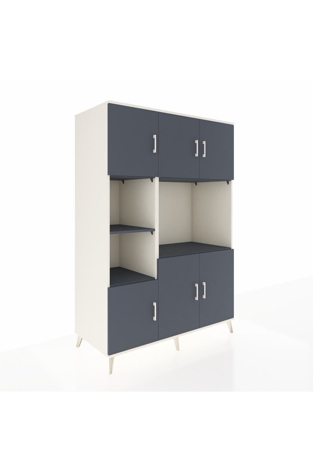 Kronos Dolap 9 Raflı 6 Kapaklı 132x59x195 Aytaşı-Antrasit/Antrasit