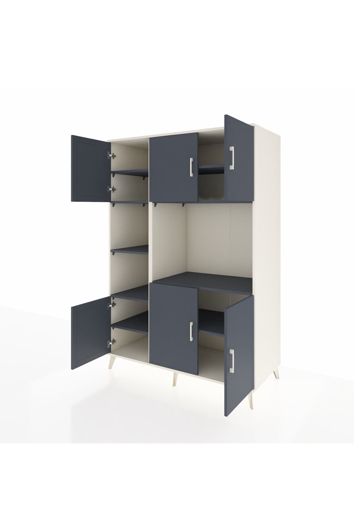 Kronos Dolap 9 Raflı 6 Kapaklı 132x59x195 Aytaşı-Antrasit/Antrasit