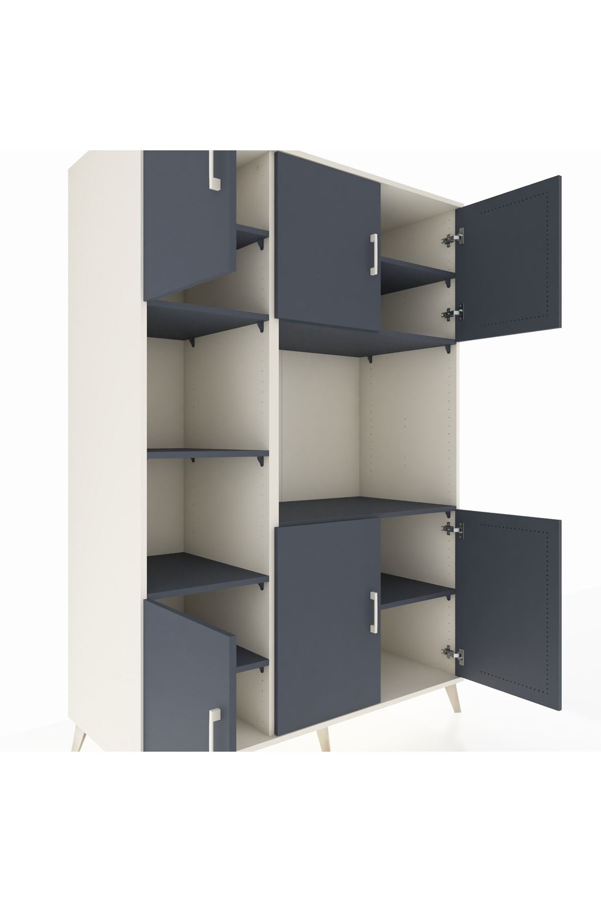 Kronos Dolap 9 Raflı 6 Kapaklı 132x59x195 Aytaşı-Antrasit/Antrasit