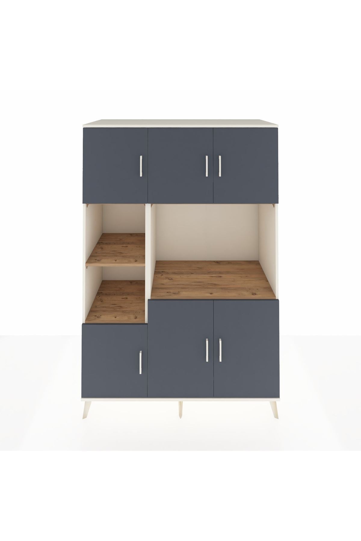 Kronos Dolap 9 Raflı 6 Kapaklı 132x59x195 Aytaşı-Antrasit/Çam