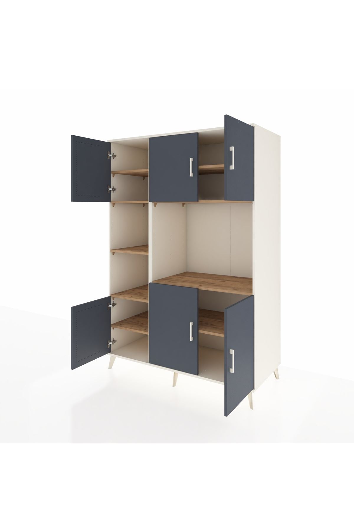 Kronos Dolap 9 Raflı 6 Kapaklı 132x59x195 Aytaşı-Antrasit/Çam