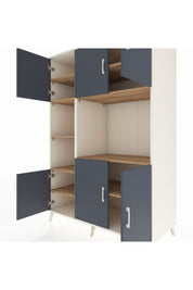 Kronos Dolap 9 Raflı 6 Kapaklı 132x59x195 Aytaşı-Antrasit/Çam