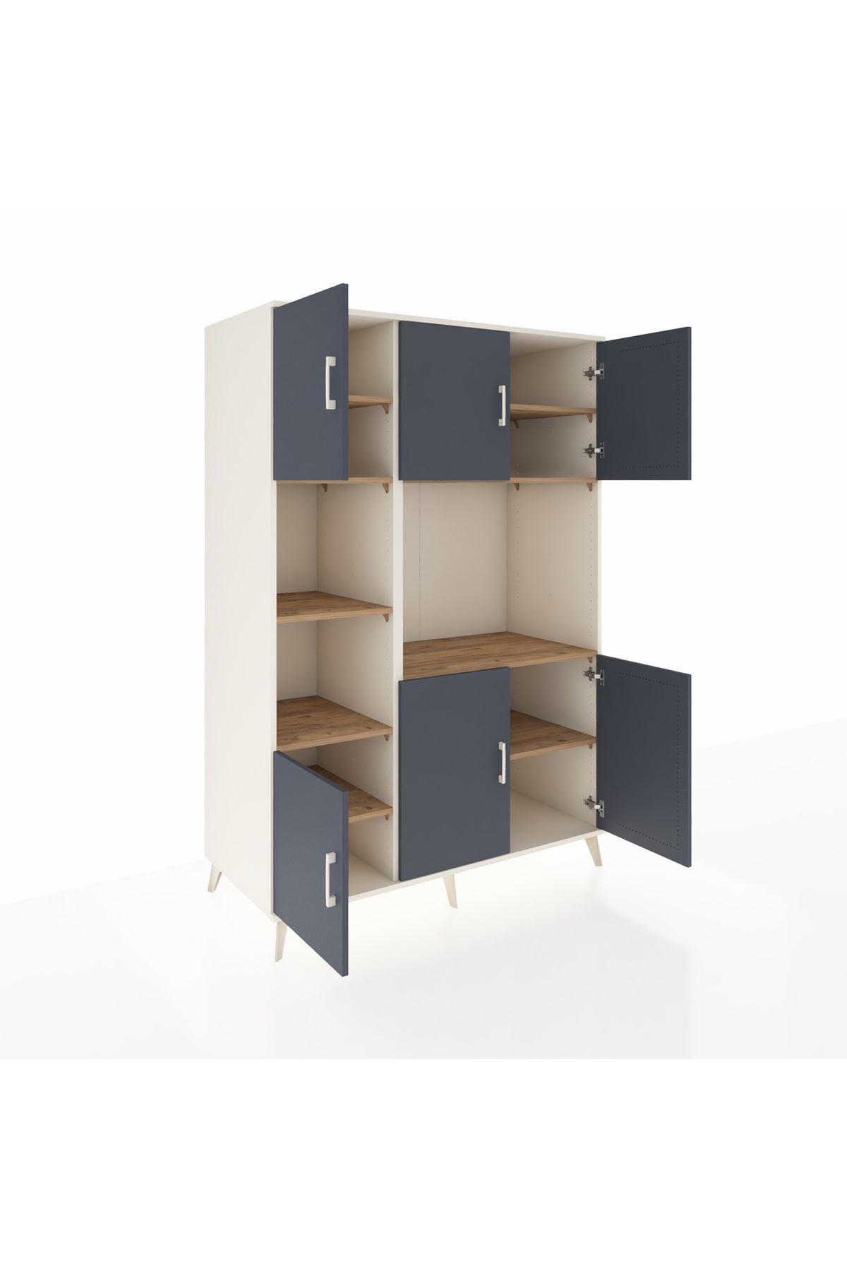 Kronos Dolap 9 Raflı 6 Kapaklı 132x59x195 Aytaşı-Antrasit/Çam