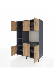 Kronos Dolap 9 Raflı 6 Kapaklı 132x59x195 Antrasit-Çam/Antrasit