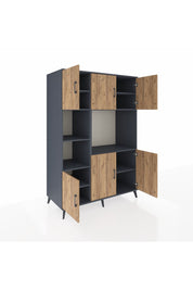 Kronos Dolap 9 Raflı 6 Kapaklı 132x59x195 Antrasit-Çam/Antrasit