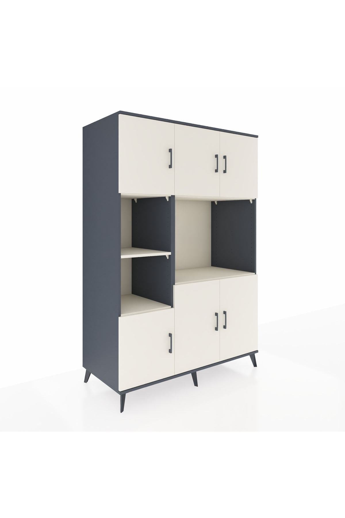 Kronos Dolap 9 Raflı 6 Kapaklı 132x59x195 Antrasit-Aytaşı/Aytaşı