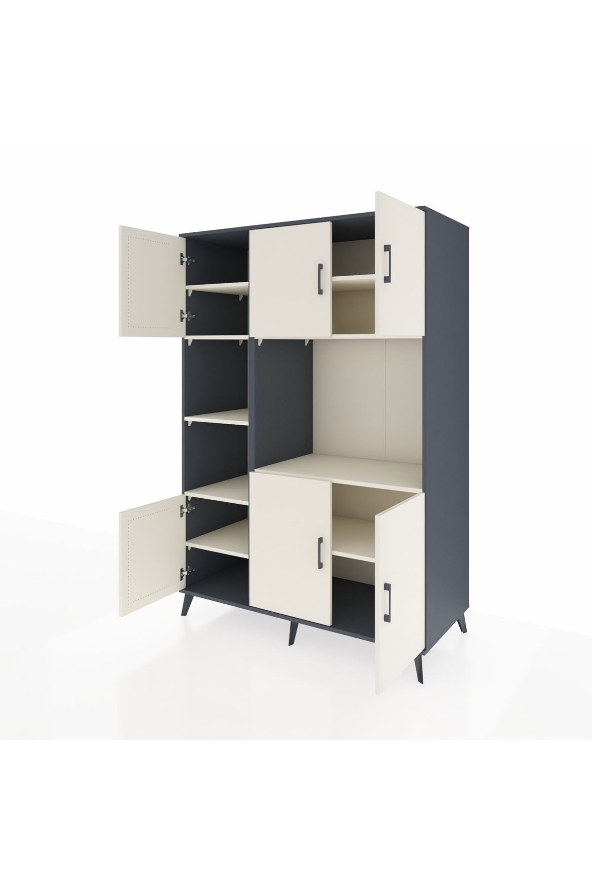 Kronos Dolap 9 Raflı 6 Kapaklı 132x59x195 Antrasit-Aytaşı/Aytaşı