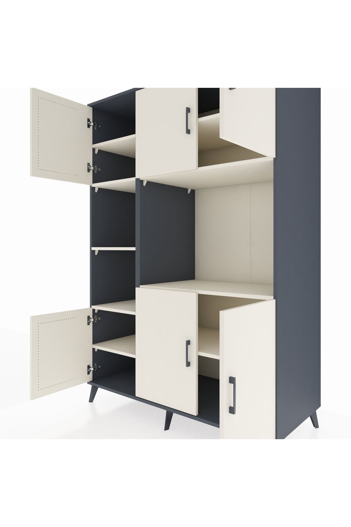 Kronos Dolap 9 Raflı 6 Kapaklı 132x59x195 Antrasit-Aytaşı/Aytaşı