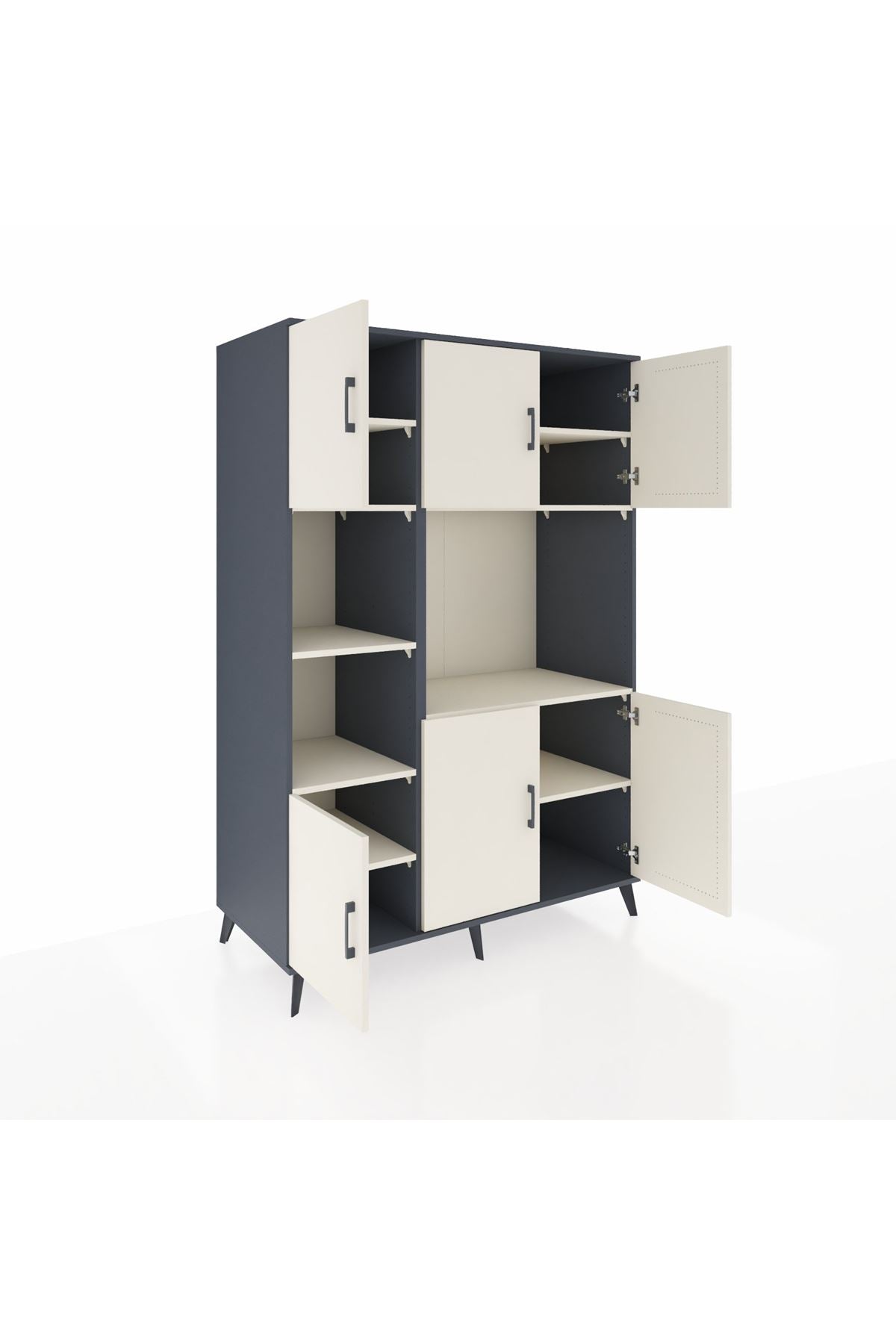 Kronos Dolap 9 Raflı 6 Kapaklı 132x59x195 Antrasit-Aytaşı/Aytaşı