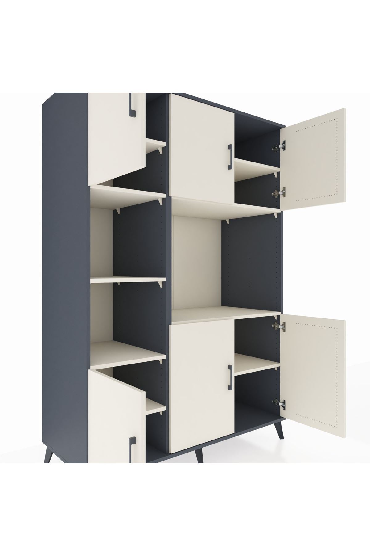 Kronos Dolap 9 Raflı 6 Kapaklı 132x59x195 Antrasit-Aytaşı/Aytaşı