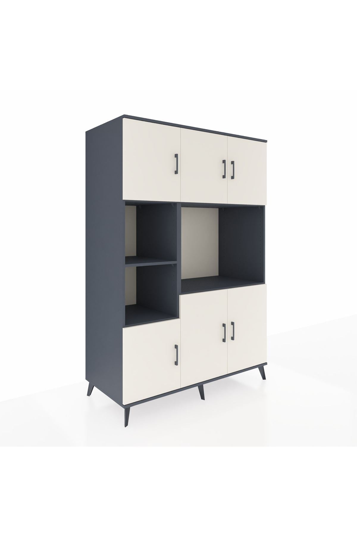 Kronos Dolap 9 Raflı 6 Kapaklı 132x59x195 Antrasit-Aytaşı/Antrasit