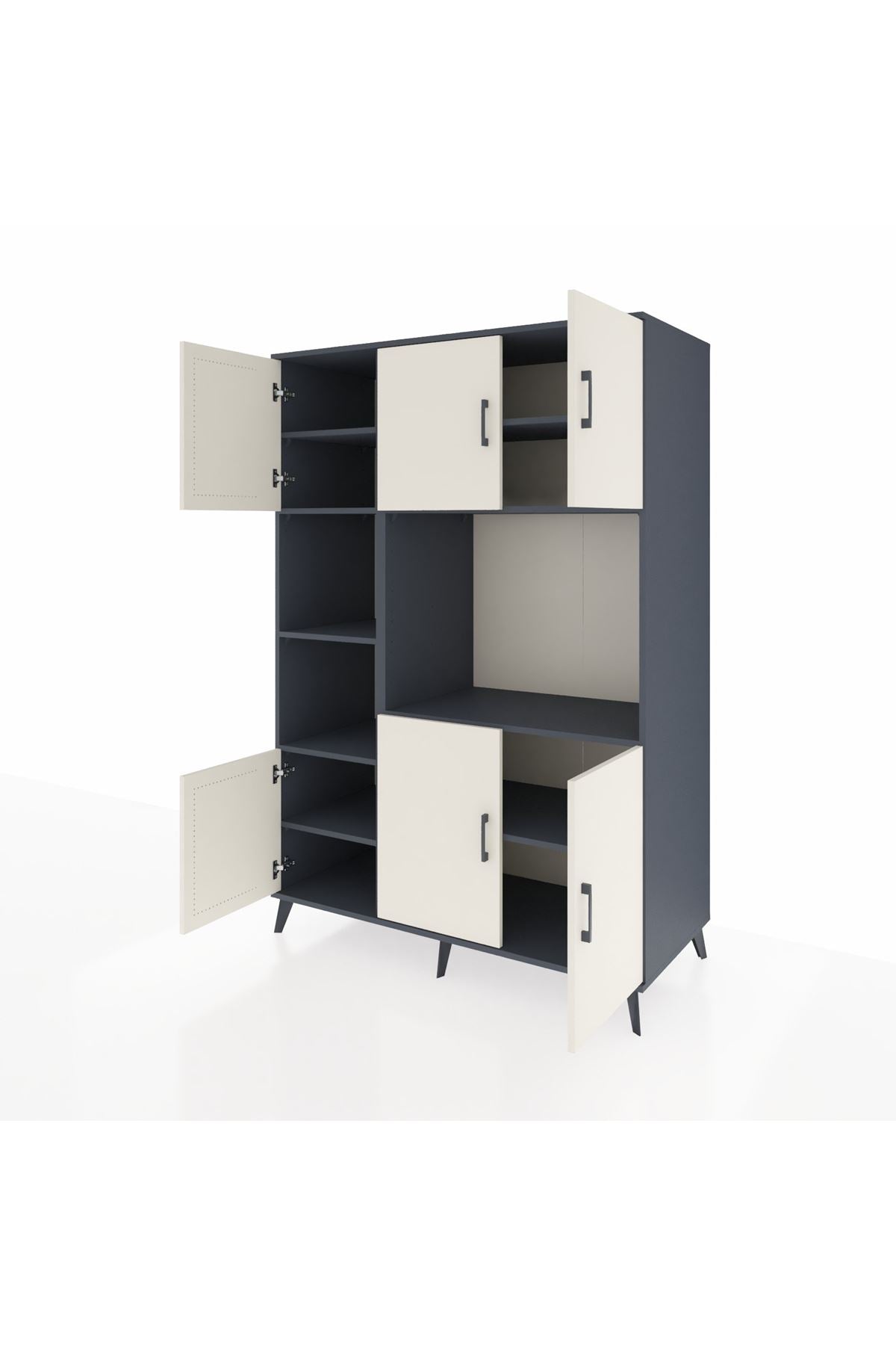 Kronos Dolap 9 Raflı 6 Kapaklı 132x59x195 Antrasit-Aytaşı/Antrasit