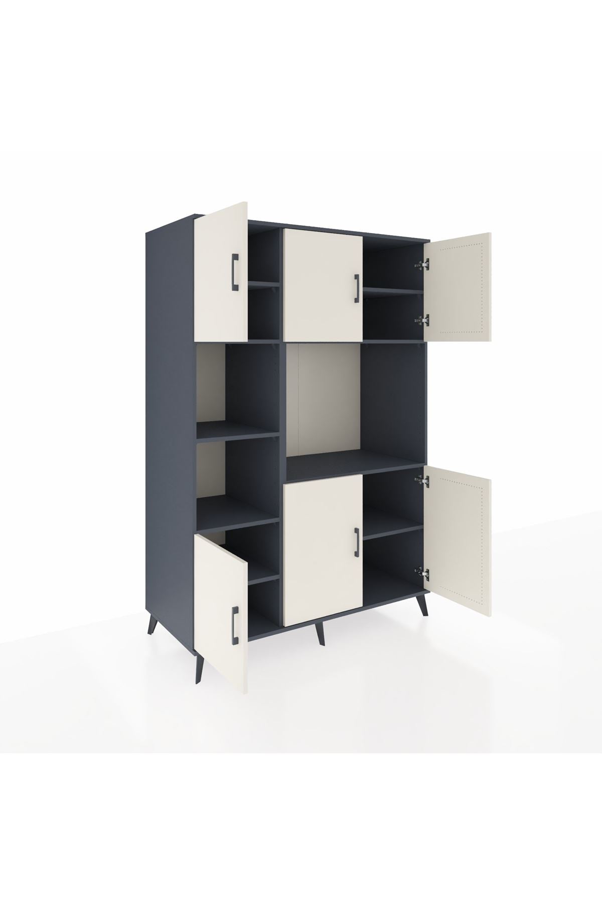 Kronos Dolap 9 Raflı 6 Kapaklı 132x59x195 Antrasit-Aytaşı/Antrasit