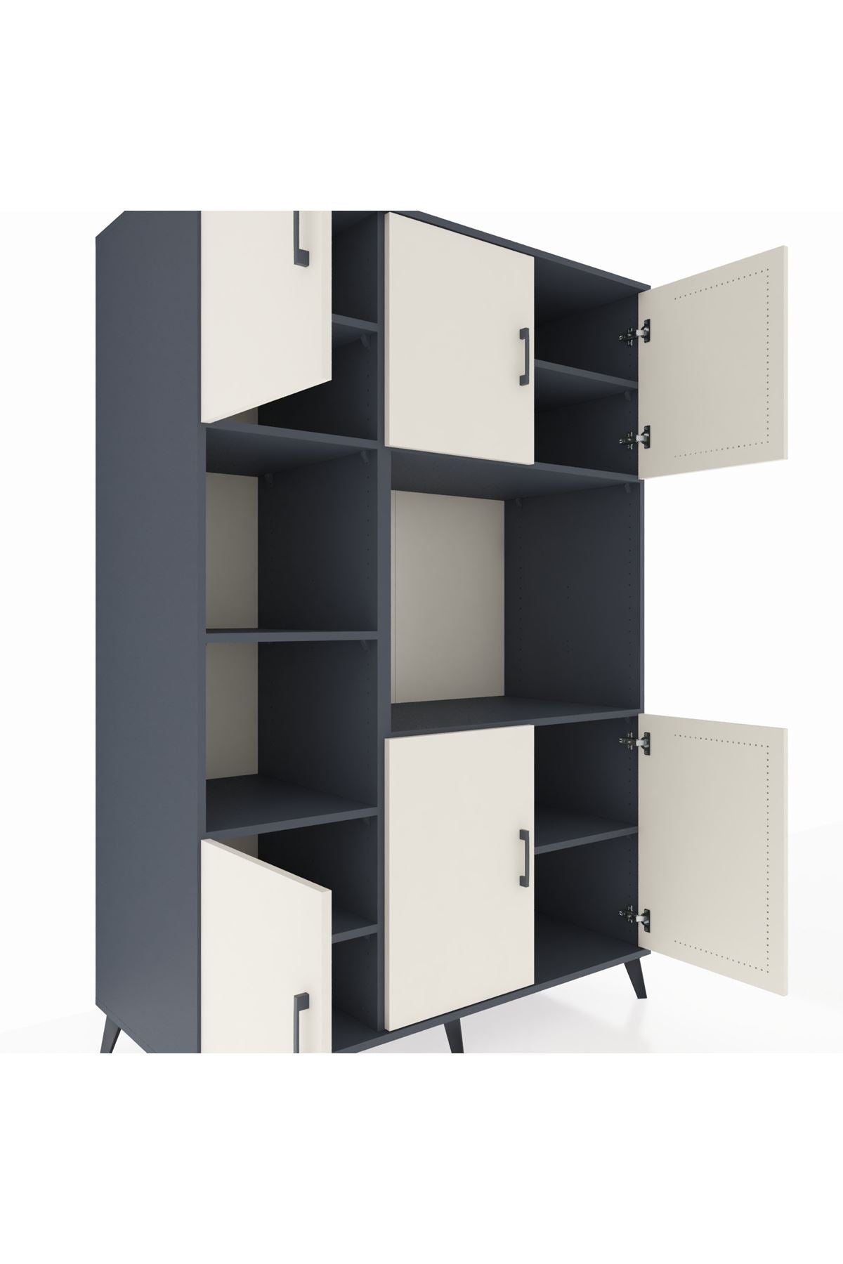 Kronos Dolap 9 Raflı 6 Kapaklı 132x59x195 Antrasit-Aytaşı/Antrasit