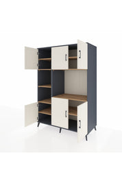 Kronos Dolap 9 Raflı 6 Kapaklı 132x59x195 Antrasit-Aytaşı/Çam