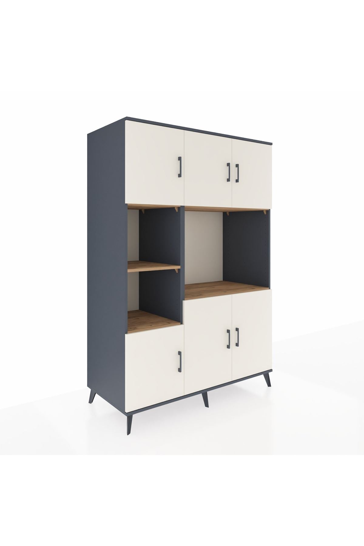 Kronos Dolap 9 Raflı 6 Kapaklı 132x59x195 Antrasit-Aytaşı/Çam