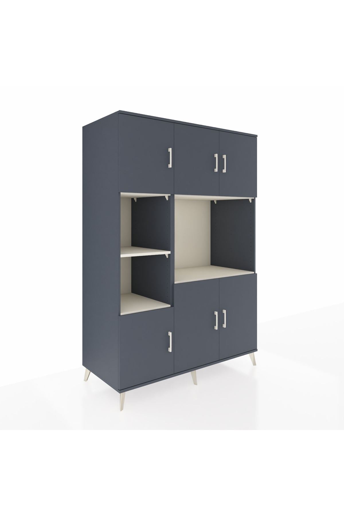 Kronos Dolap 9 Raflı 6 Kapaklı 132x59x195 Antrasit-Antrasit/Aytaşı