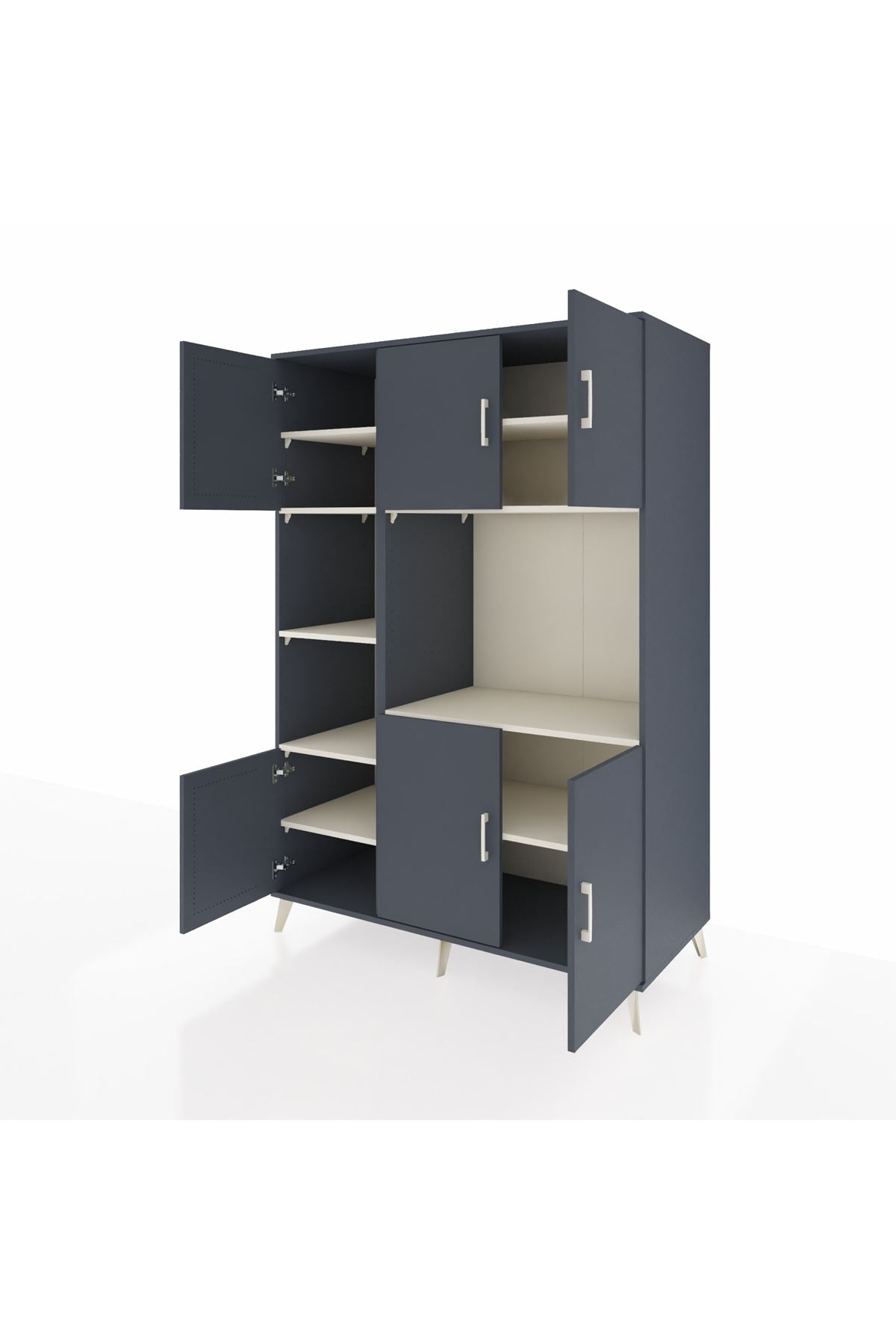 Kronos Dolap 9 Raflı 6 Kapaklı 132x59x195 Antrasit-Antrasit/Aytaşı