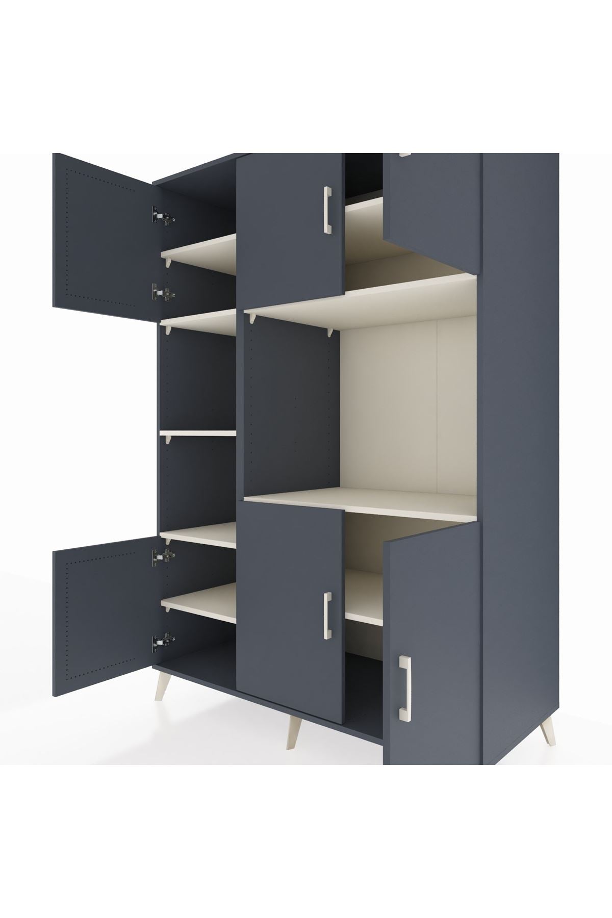 Kronos Dolap 9 Raflı 6 Kapaklı 132x59x195 Antrasit-Antrasit/Aytaşı