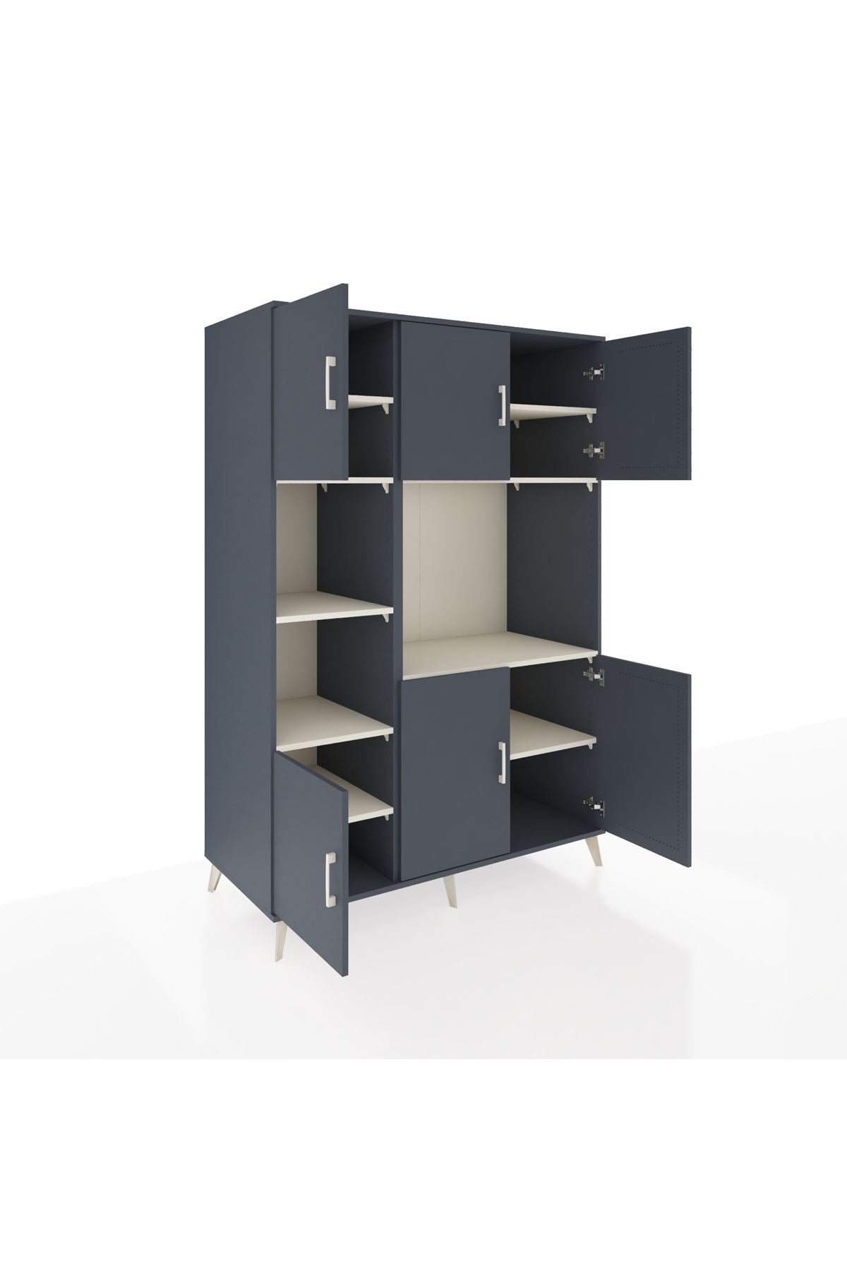 Kronos Dolap 9 Raflı 6 Kapaklı 132x59x195 Antrasit-Antrasit/Aytaşı