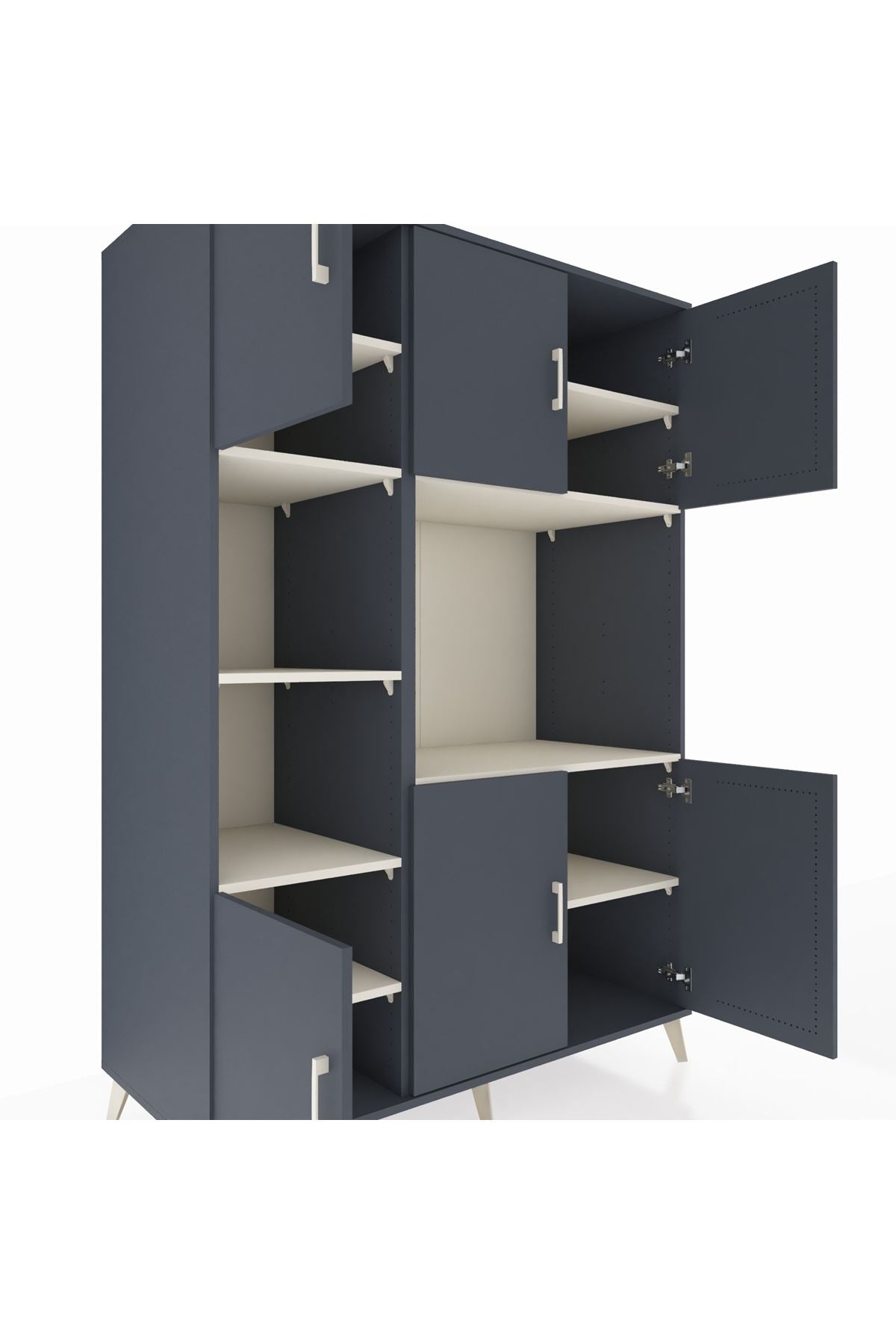 Kronos Dolap 9 Raflı 6 Kapaklı 132x59x195 Antrasit-Antrasit/Aytaşı