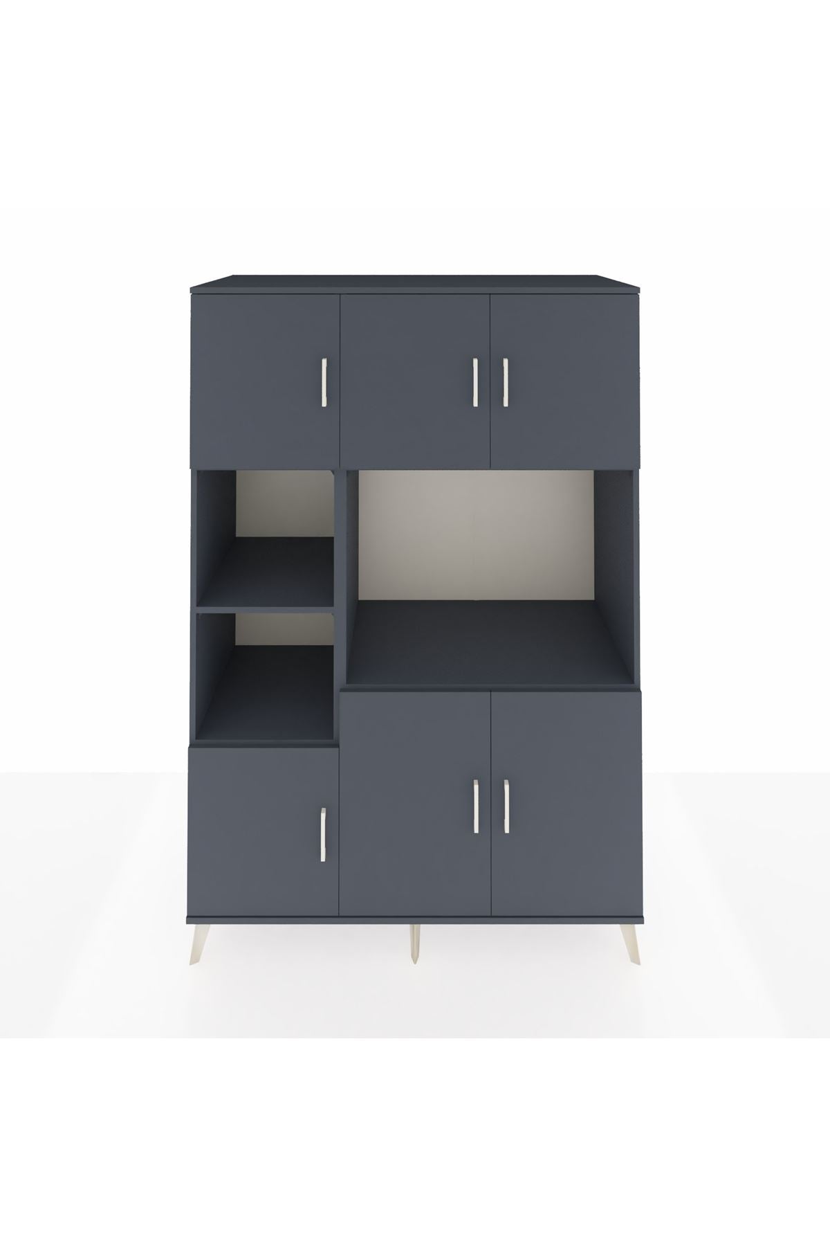 Kronos Dolap 9 Raflı 6 Kapaklı 132x59x195 Antrasit-Antrasit/Antrasit