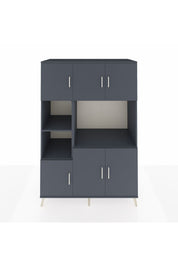 Kronos Dolap 9 Raflı 6 Kapaklı 132x59x195 Antrasit-Antrasit/Antrasit