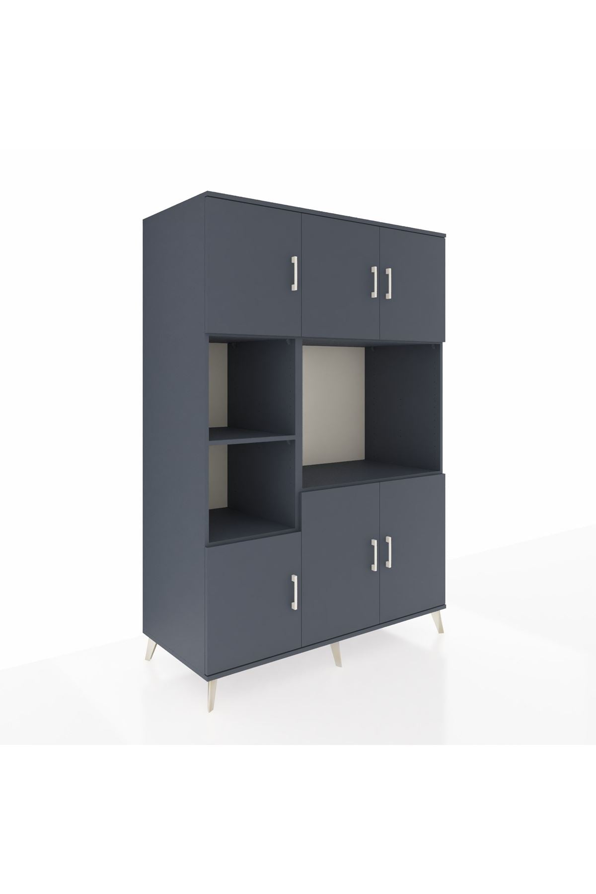 Kronos Dolap 9 Raflı 6 Kapaklı 132x59x195 Antrasit-Antrasit/Antrasit