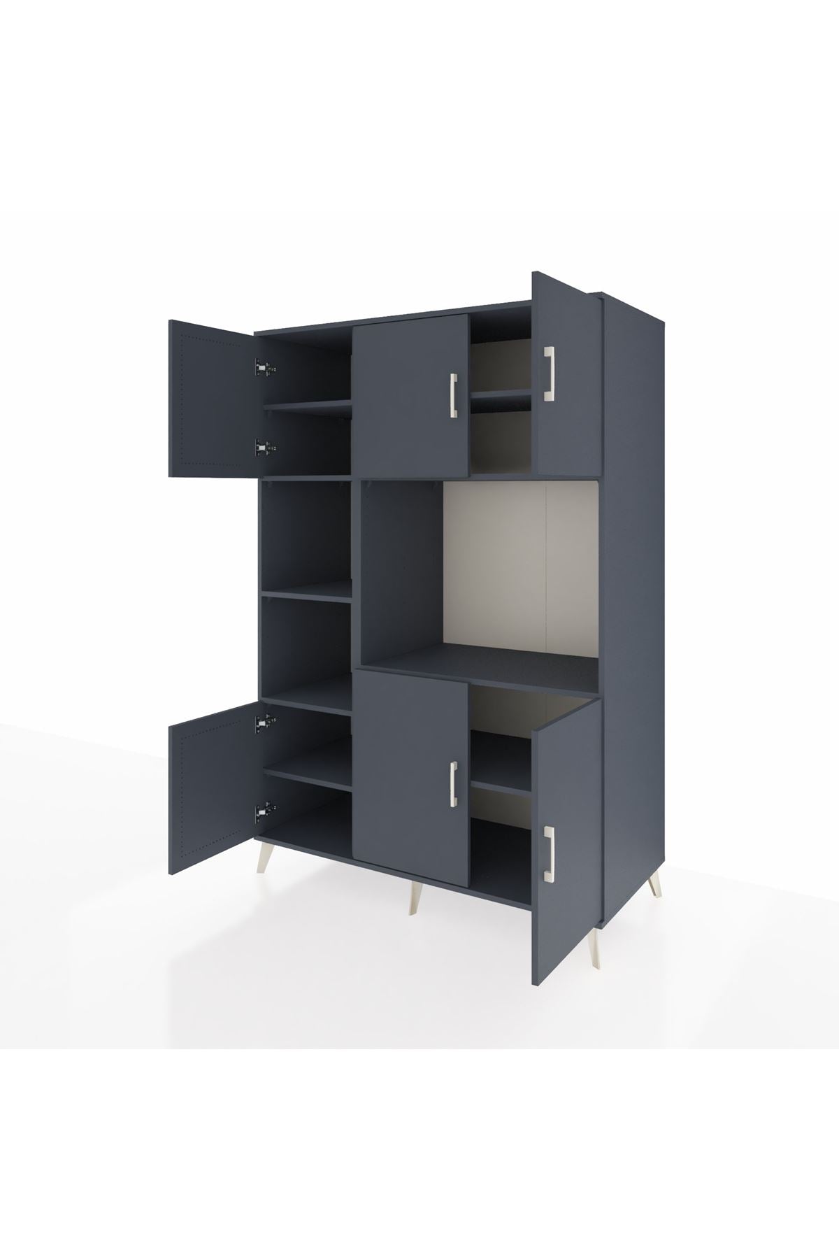 Kronos Dolap 9 Raflı 6 Kapaklı 132x59x195 Antrasit-Antrasit/Antrasit