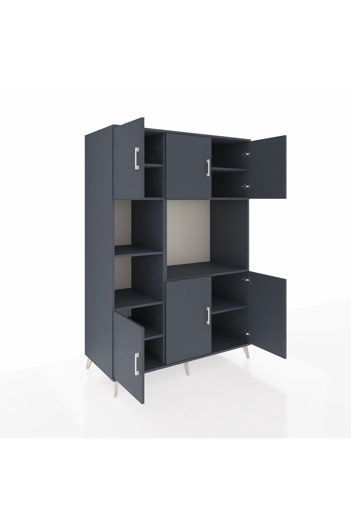 Kronos Dolap 9 Raflı 6 Kapaklı 132x59x195 Antrasit-Antrasit/Antrasit