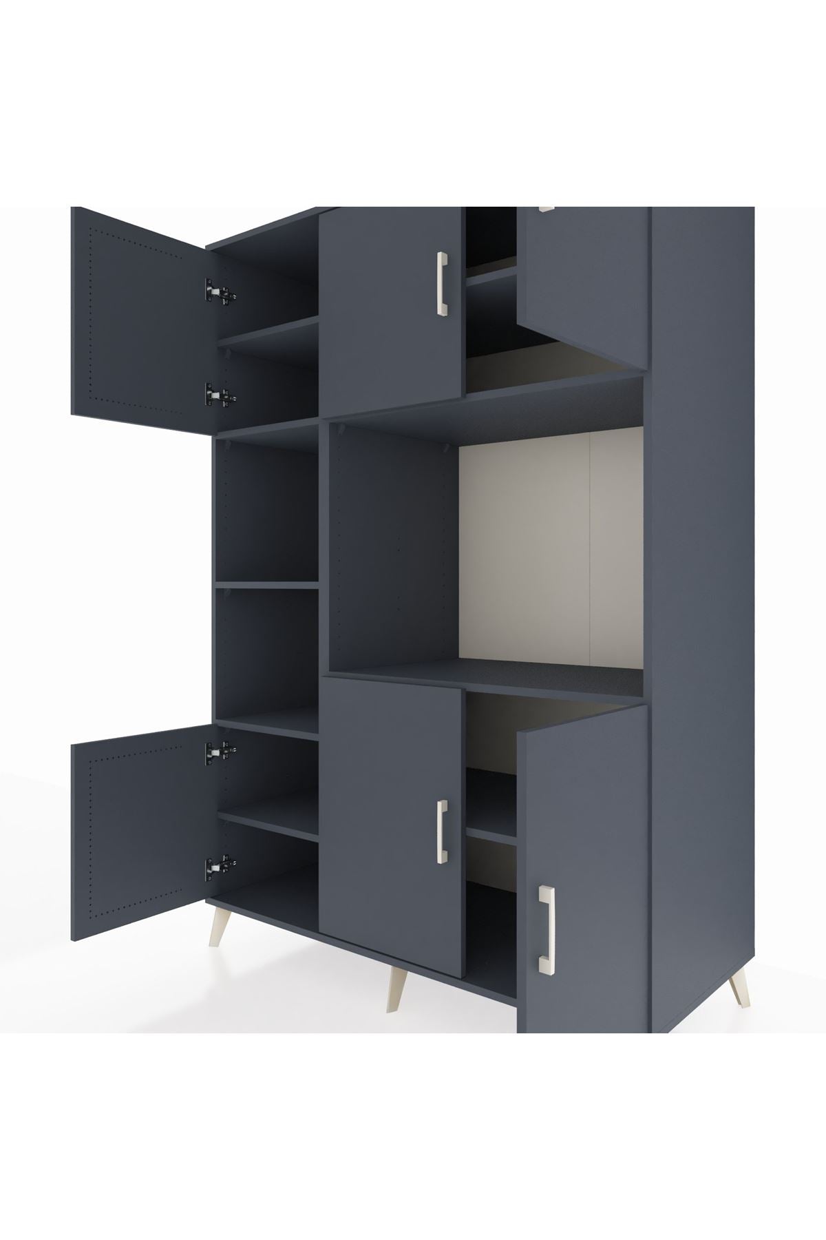 Kronos Dolap 9 Raflı 6 Kapaklı 132x59x195 Antrasit-Antrasit/Antrasit