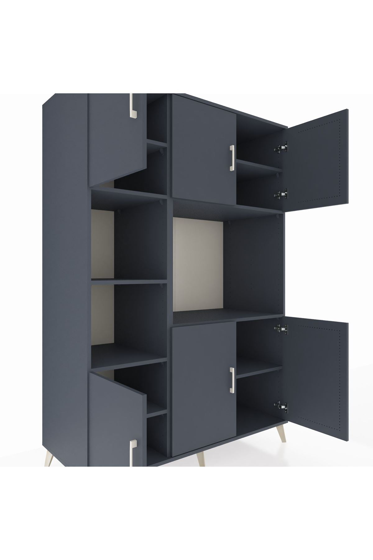 Kronos Dolap 9 Raflı 6 Kapaklı 132x59x195 Antrasit-Antrasit/Antrasit