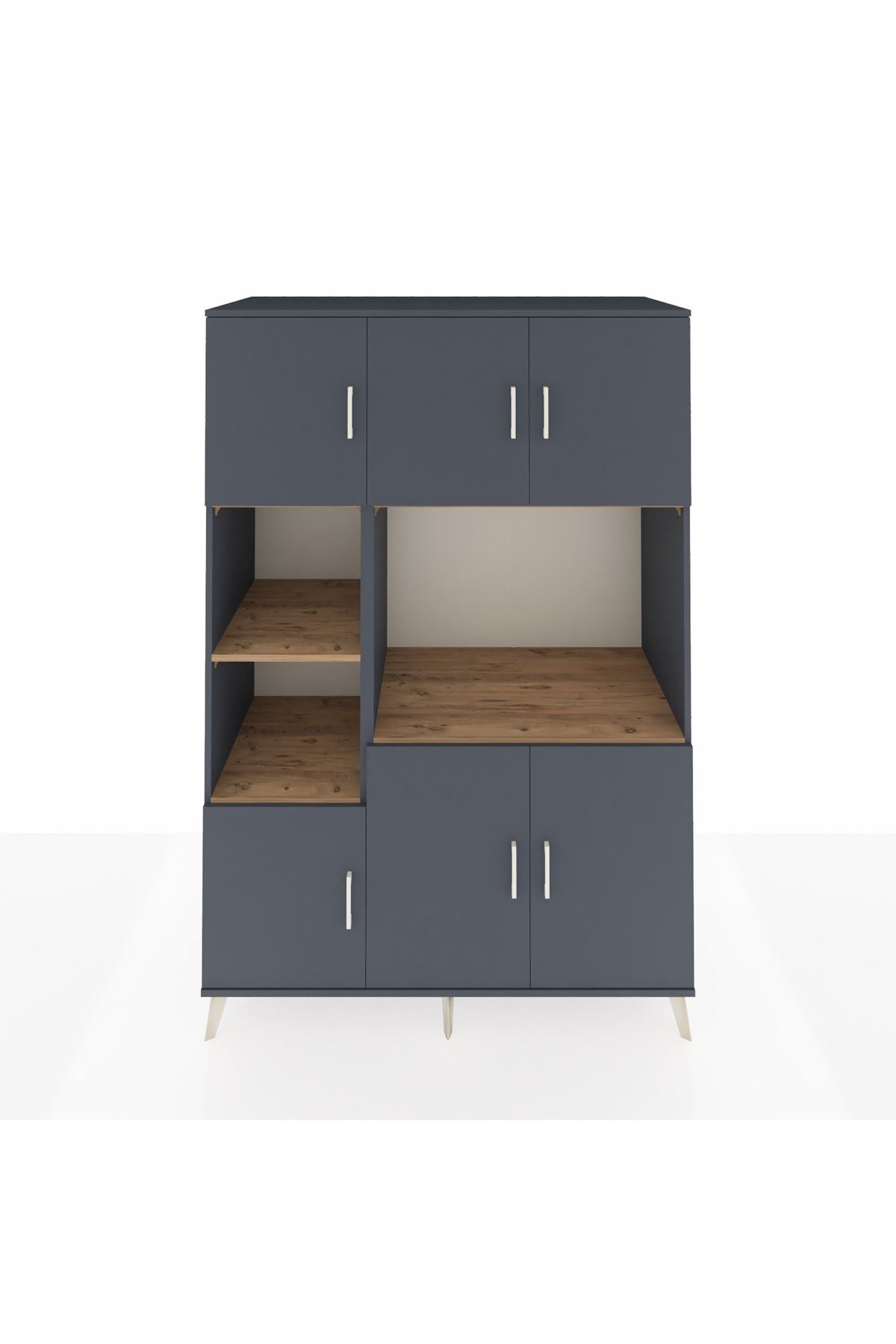 Kronos Dolap 9 Raflı 6 Kapaklı 132x59x195 Antrasit-Antrasit/Çam