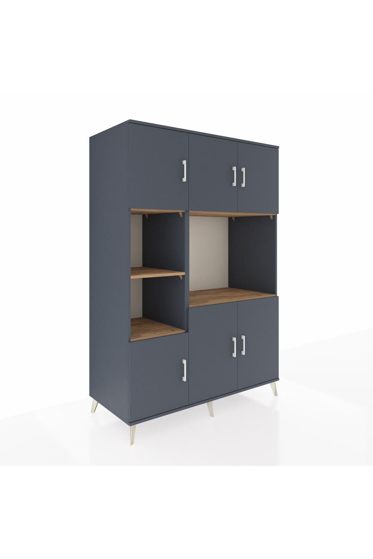 Kronos Dolap 9 Raflı 6 Kapaklı 132x59x195 Antrasit-Antrasit/Çam