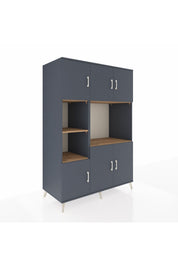 Kronos Dolap 9 Raflı 6 Kapaklı 132x59x195 Antrasit-Antrasit/Çam