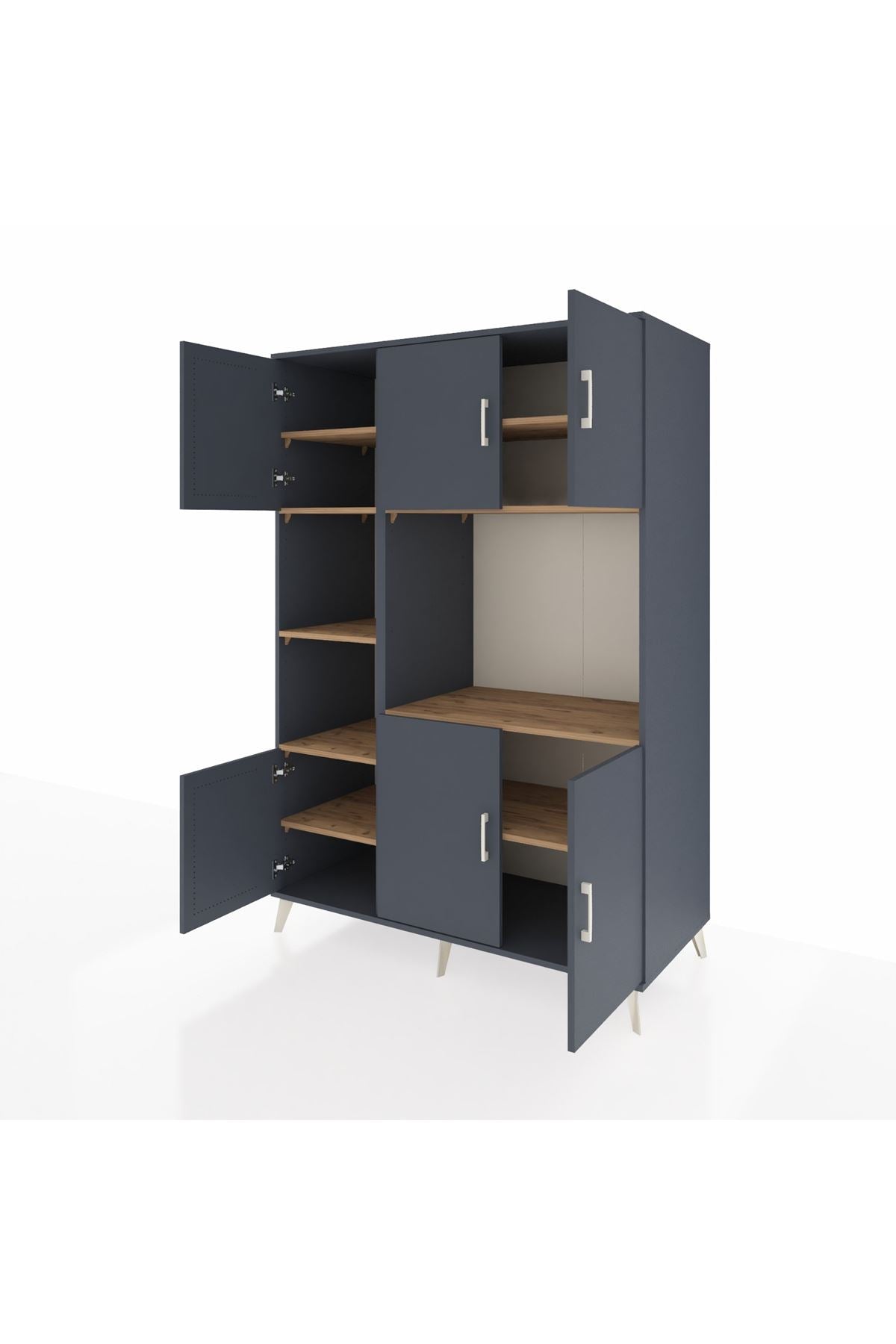 Kronos Dolap 9 Raflı 6 Kapaklı 132x59x195 Antrasit-Antrasit/Çam