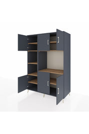 Kronos Dolap 9 Raflı 6 Kapaklı 132x59x195 Antrasit-Antrasit/Çam