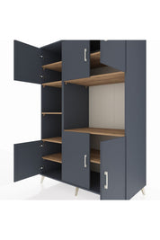 Kronos Dolap 9 Raflı 6 Kapaklı 132x59x195 Antrasit-Antrasit/Çam