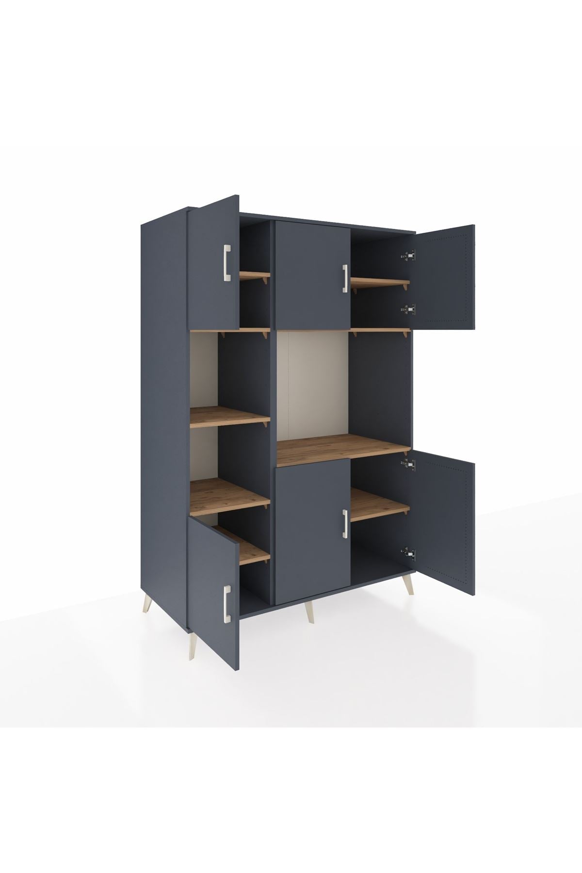 Kronos Dolap 9 Raflı 6 Kapaklı 132x59x195 Antrasit-Antrasit/Çam