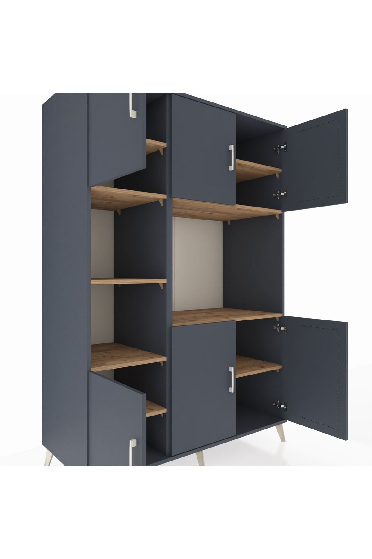 Kronos Dolap 9 Raflı 6 Kapaklı 132x59x195 Antrasit-Antrasit/Çam