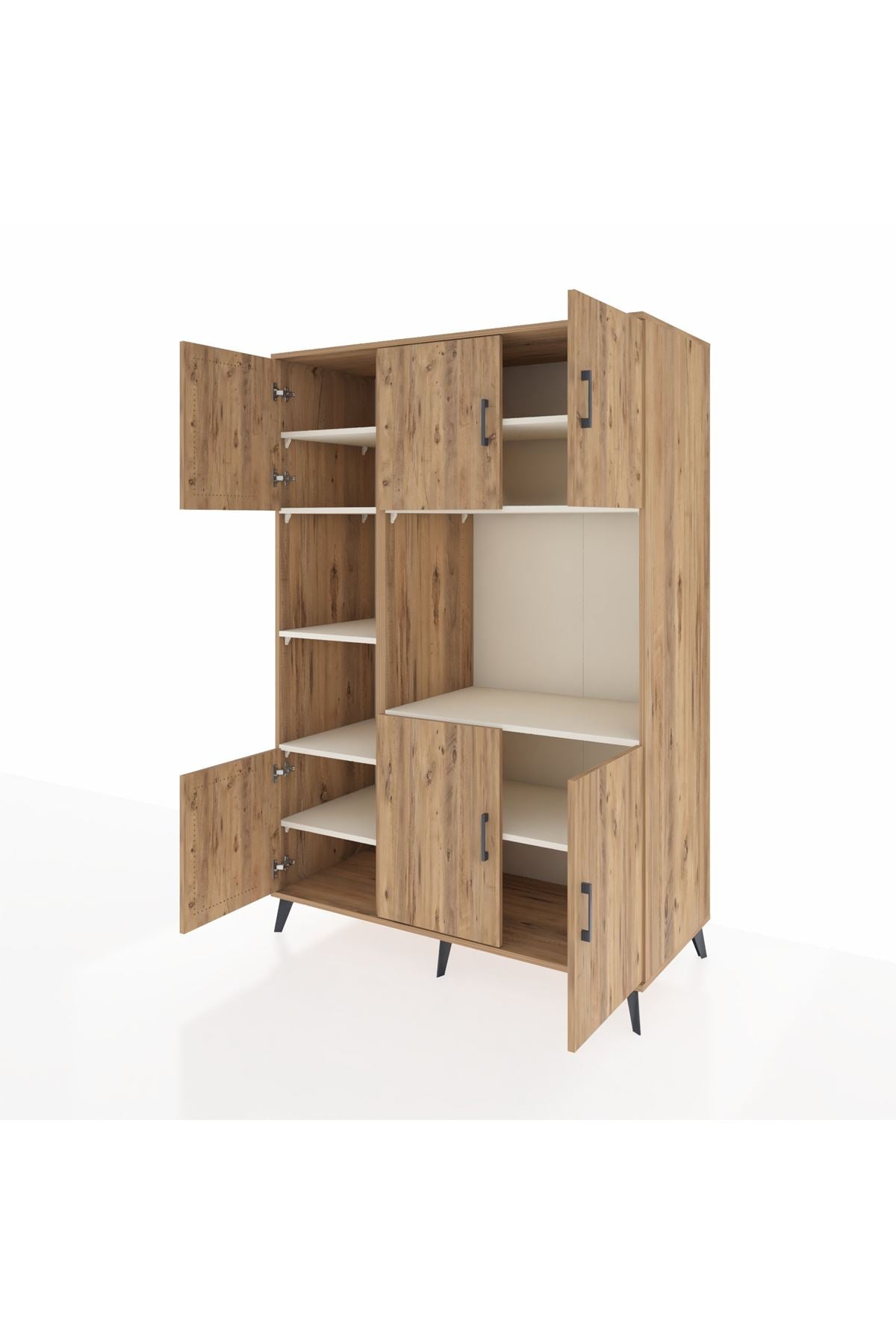 Kronos Dolap 9 Raflı 6 Kapaklı 132x59x195 Çam-Çam/Aytaşı