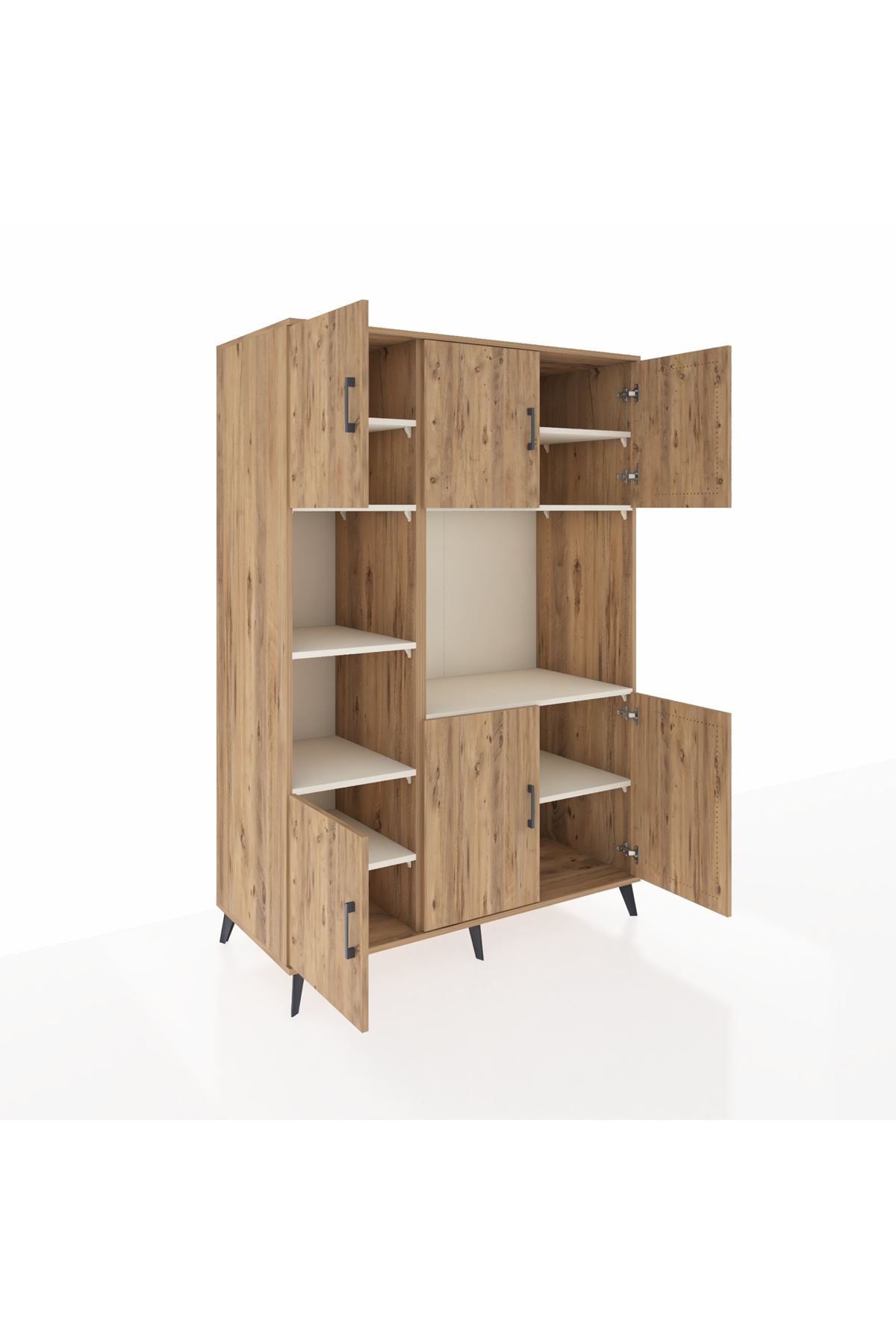 Kronos Dolap 9 Raflı 6 Kapaklı 132x59x195 Çam-Çam/Aytaşı