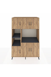 Kronos Dolap 9 Raflı 6 Kapaklı 132x59x195 Çam-Çam/Antrasit