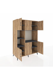 Kronos Dolap 9 Raflı 6 Kapaklı 132x59x195 Çam-Çam/Antrasit