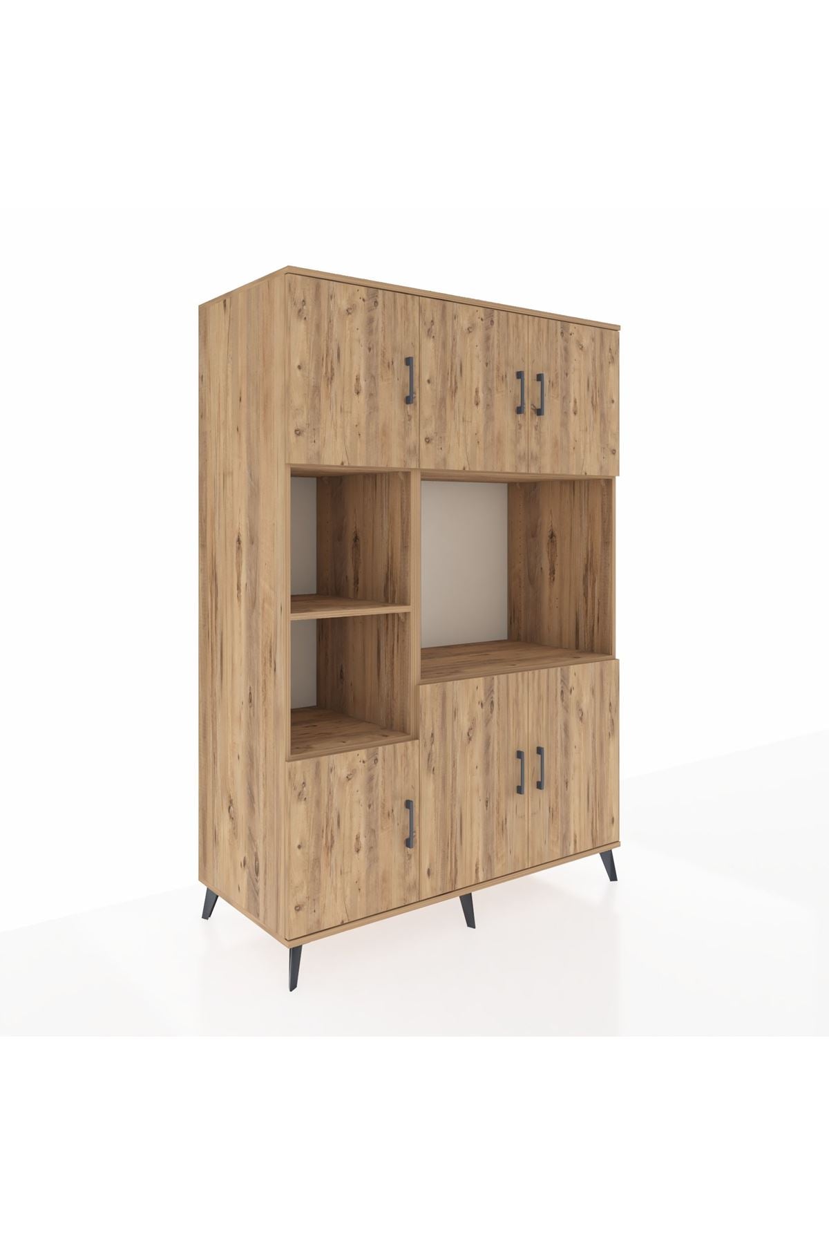 Kronos Dolap 9 Raflı 6 Kapaklı 132x59x195 Çam-Çam/Çam