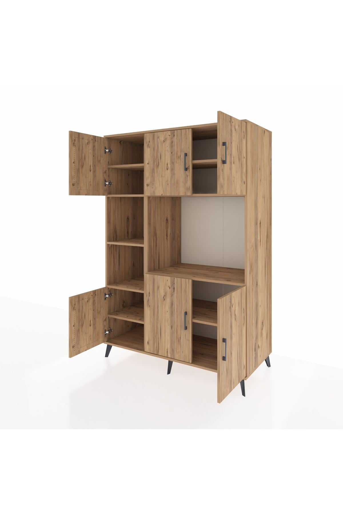 Kronos Dolap 9 Raflı 6 Kapaklı 132x59x195 Çam-Çam/Çam